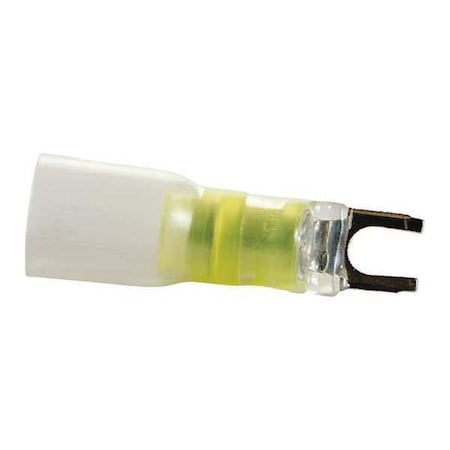 Fork Terminal, #10 Stud Size, 10 AWG, 600 V, Heat Shrink Insulated, Yellow, 10 PK MPN:30424