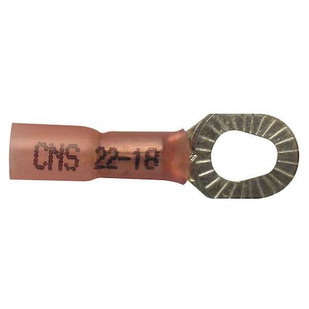 Ring Terminal, #6, #8, #10 Stud Size, 18 AWG, 600 V, Heat Shrink Insulated, Red, 10 PK MPN:3111M