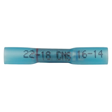 Butt Splice Wire Connector, 14 AWG Max, Blue, Polyolefin Insulation, 600 V, 10 PK MPN:35330