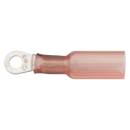 Ring Terminal, #6 Stud Size, 18 AWG, 600 V, Heat Shrink Insulated, Red, Crimp Termination Only MPN:37112