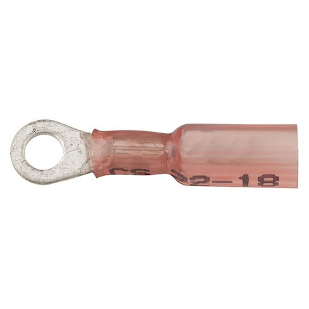 Ring Terminal, #8 Stud Size, 18 AWG, 600 V, Heat Shrink Insulated, Red, Crimp Termination Only MPN:37113