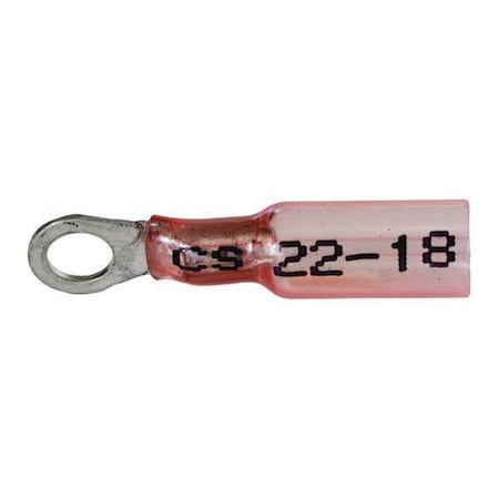 Ring Terminal, #10 Stud Size, 18 AWG, 600 V, Heat Shrink Insulated, Red, Crimp Termination Only MPN:37114