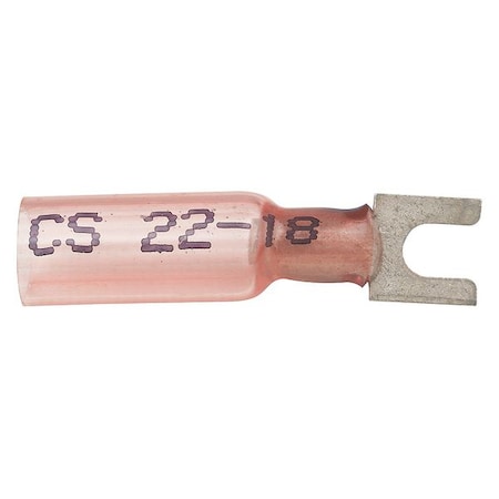 Fork Terminal, #6 Stud Size, 18 AWG, 600 V, Heat Shrink Insulated, Red, 10 PK MPN:37122