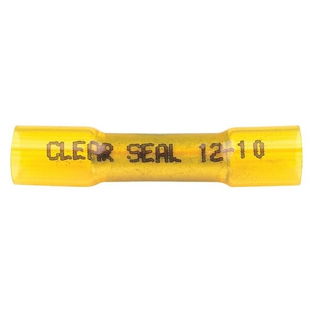 Butt Splice Wire Connector, 10 AWG Max, Yellow, Nylon Insulation, 600 V, 10 PK MPN:37430