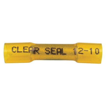 Butt Splice Wire Connector, 10 AWG Max, Yellow, Nylon Insulation, 600 V, 50 PK MPN:37430-V50