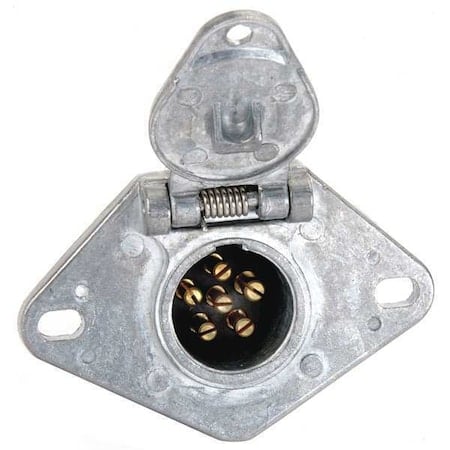Trailer Connector Socket, 6-Way, Brass MPN:055052