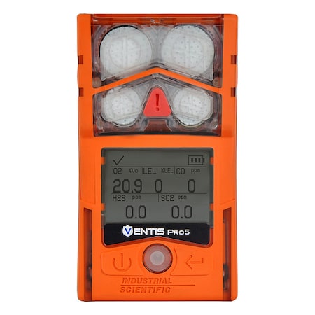 Ventis Pro5 Multi-Gas Detector, CO, H2S, LEL, O2 LCD with Backlight MPN:VP5-K1234101101