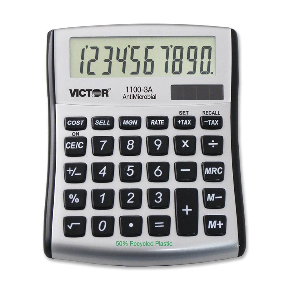 Victor 11003A Mini Desktop Calculator - Large Display, Angled Display, Dual Power, Independent Memory, Battery Backup - 11003A MPN:1100-3A