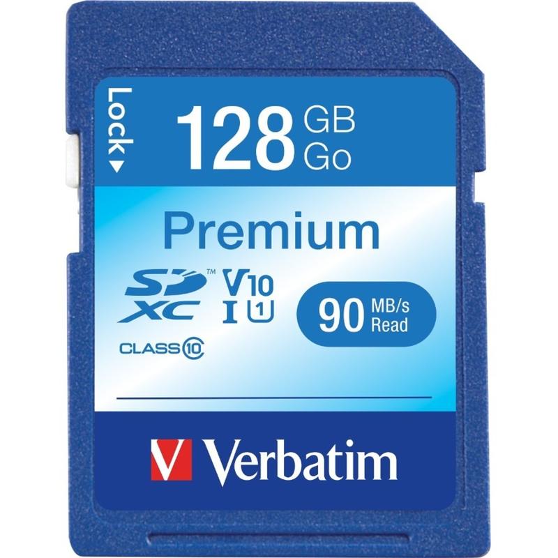 Verbatim Premium UHS-I Class 10 SDXC Memory Card, 128GB (Min Order Qty 2) MPN:44025