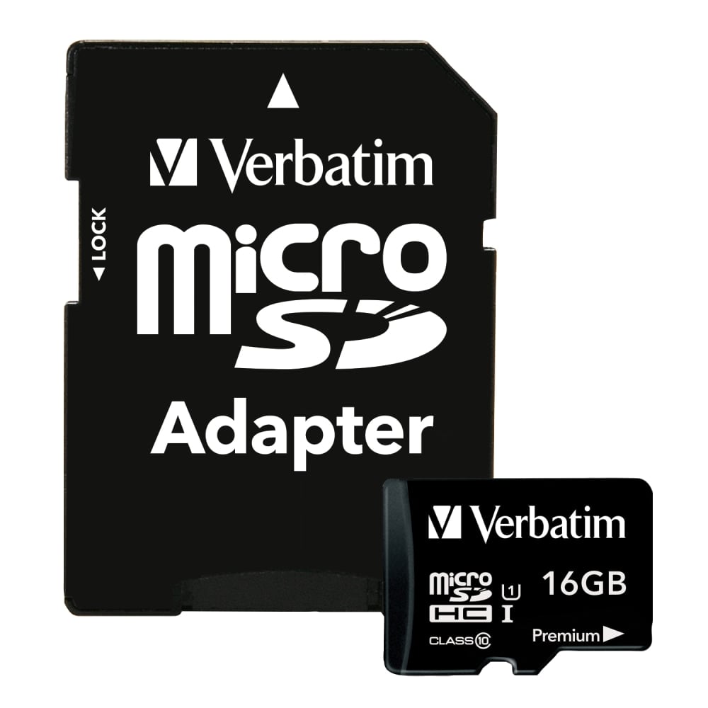 Verbatim 16GB Premium microSDHC Memory Card with Adapter, UHS-I V10 U1 Class 10 - 16GB MPN:44082