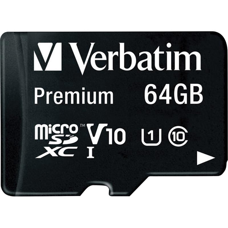 Verbatim Premium UHS-I Class 10 MicroSDXC Memory Card With Adapter, 64GB MPN:44084