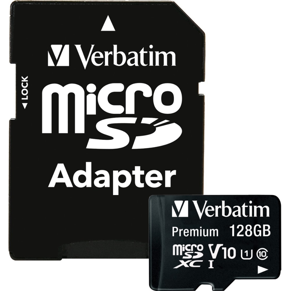 Verbatim Premium UHS-I Class 10 MicroSDXC Memory Card With Adapter, 128GB MPN:44085