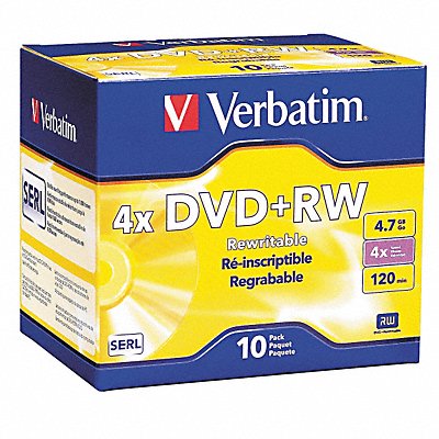 DVD+RW Disc 4.70 GB 120 min 4x PK10 MPN:VER94839