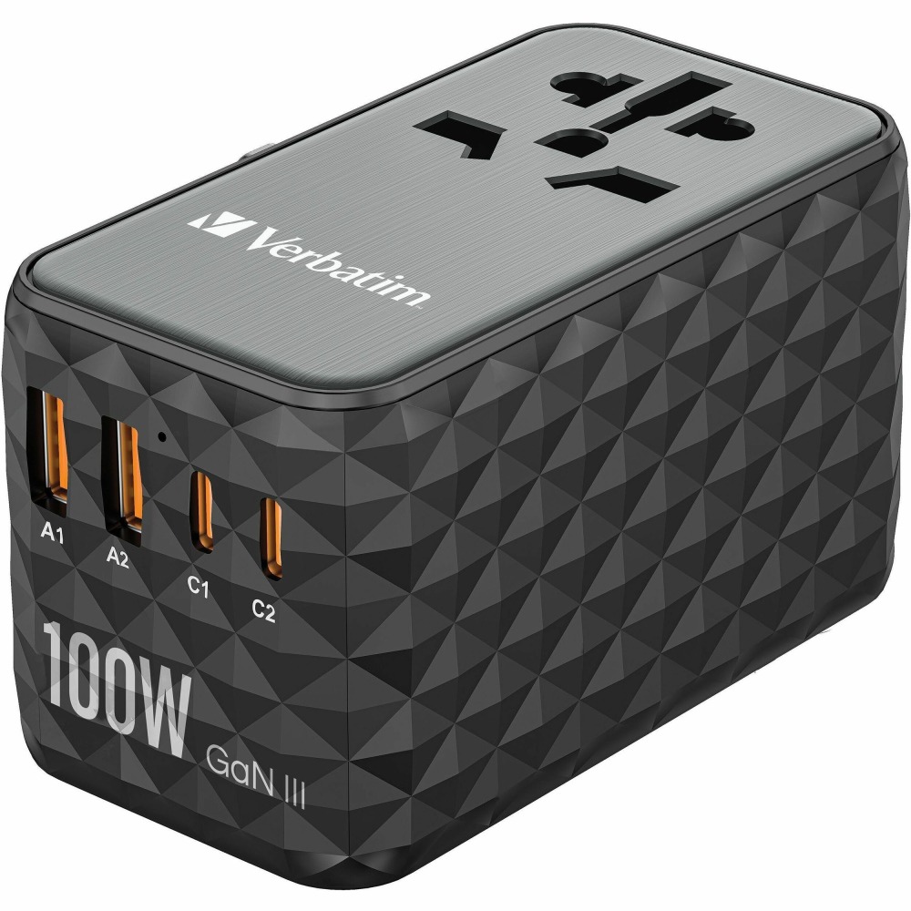 Verbatim UTA-06 Gan III Universal Travel Adapter 100W, USB-C, USB-A, 32121 MPN:32121