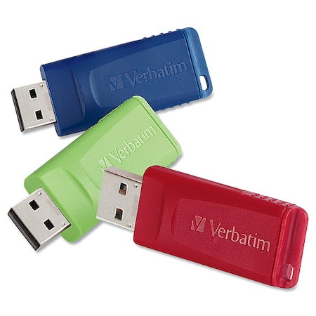 Store 'n' Go USB Flash Drive, 8 GB, Assorted Colors, PK3 MPN:98703