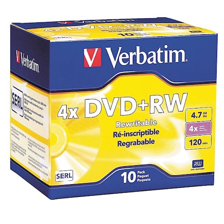 DVD+RW Disc, 4.70 GB, 120 min, 4x, PK10 MPN:VER94839