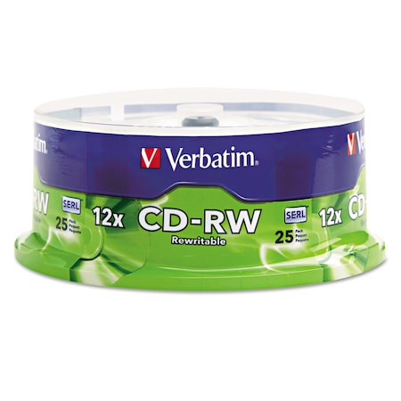 CD-RW Disc, 700MB/80min, 4X/12X, Spndl, PK25 MPN:VER95155