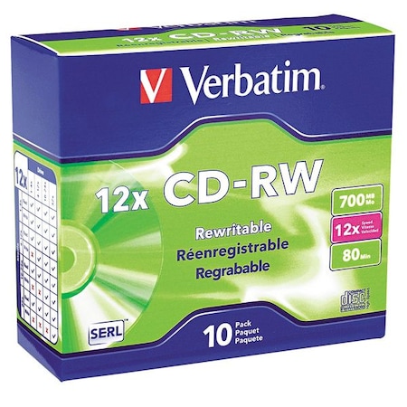 CD-RW Disc, 700 MB, 80 min, 12x, PK10 MPN:VER95156