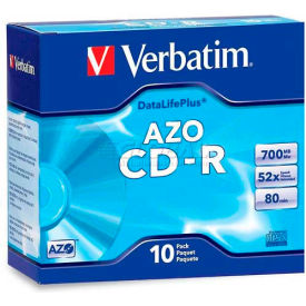 Verbatim® CD-R Discs 94935 52X 700MB/80Min Branded Slim Case 10/Pk 94935