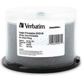 Verbatim® DVD-R 95079 16X Speed 4.7GB Inkjet/Hub Printable 50/Pk White 95079