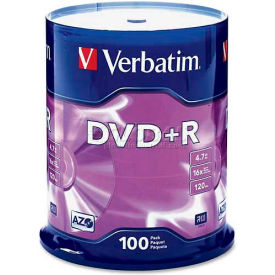 Verbatim® DVD+R Disc 95098 4.7GB 120 Minutes 16X 100/Pk Silver 95098