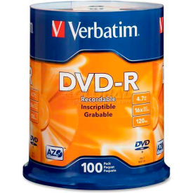 Verbatim® DVD-R Disc 95102 16X Speed 4.7GB 120 Minutes 100/Pk Silver 95102