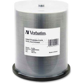 Verbatim® CD-R Discs 95252 52X 700MB/80Min Inkjet/Hub Printable Spindle 100/Pk White 95252