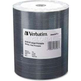 Verbatim® DVD-R 97016 16X Speed 4.7GB Inkjet Printable Wrapped 100/Pk White 97016
