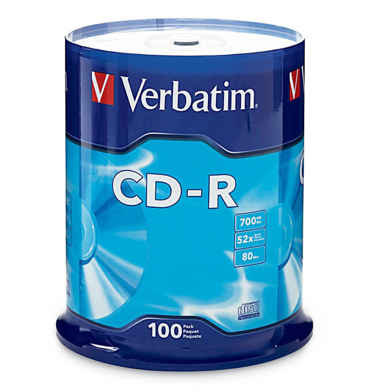 Verbatim CD-R Recordable Media, Spindle, 700MB/80 Minutes, Pack Of 100 (Min Order Qty 4) MPN:94554