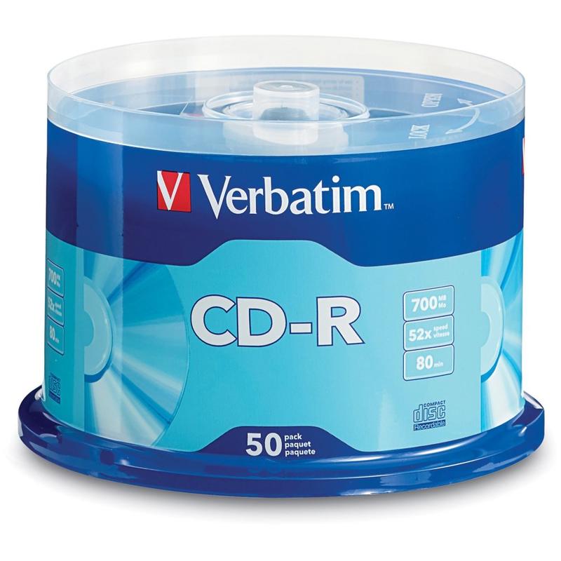 Verbatim CD-R Spindle, 700MB, Pack of 50 (Min Order Qty 6) MPN:94691