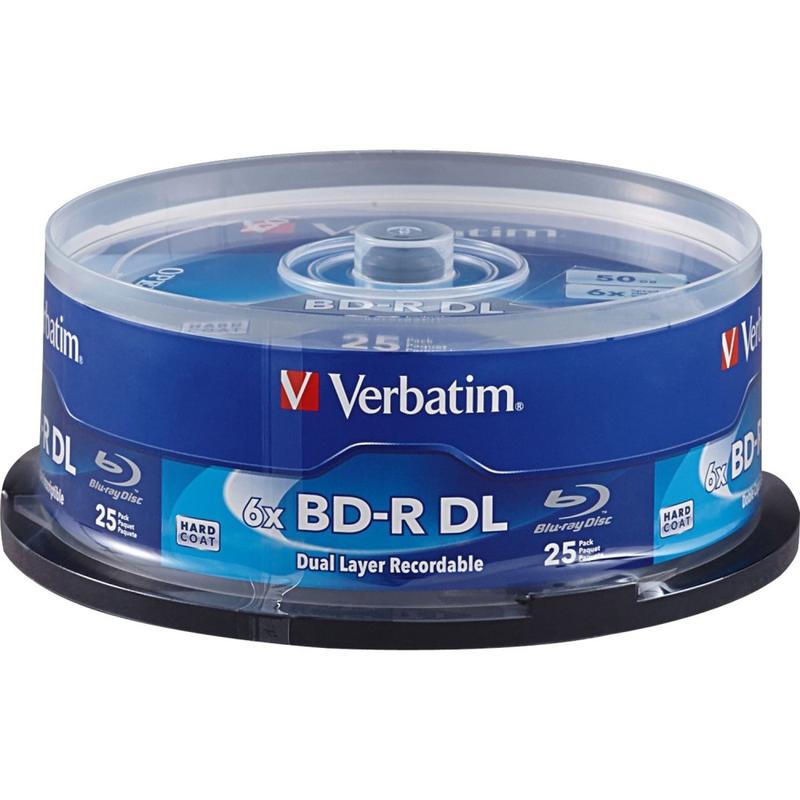 Verbatim BD-R DL 50GB 8X Verbatim, Hard Coat, 25pk Spindle - 25pk Spindle MPN:98356