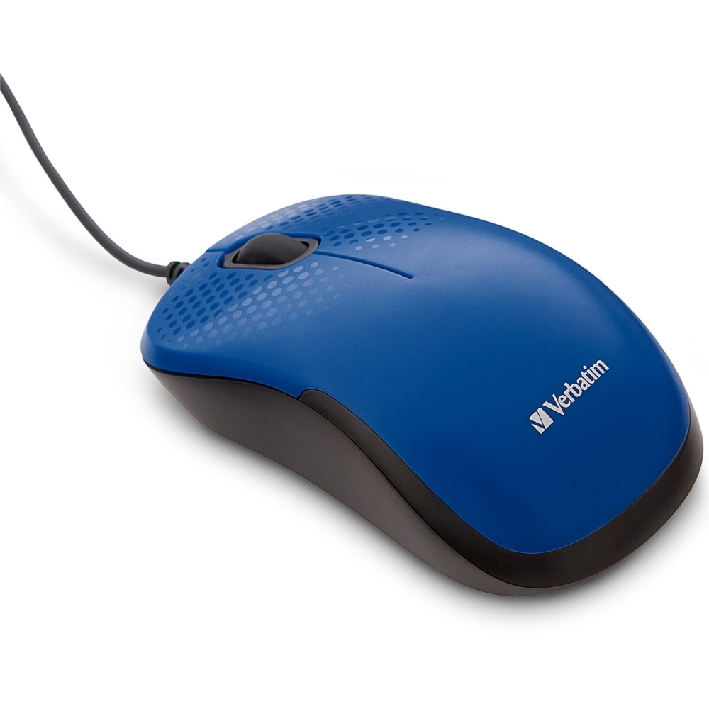 Verbatim Silent Corded Optical - Mouse - ergonomic - optical - 3 buttons - wired - USB - blue MPN:70233