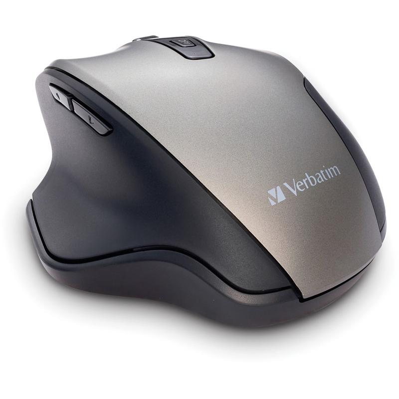 Verbatim Silent Ergonomic Wireless Blue LED Mouse - Graphite - Blue LED/Optical - Wireless - Radio Frequency - 70242 MPN:70242