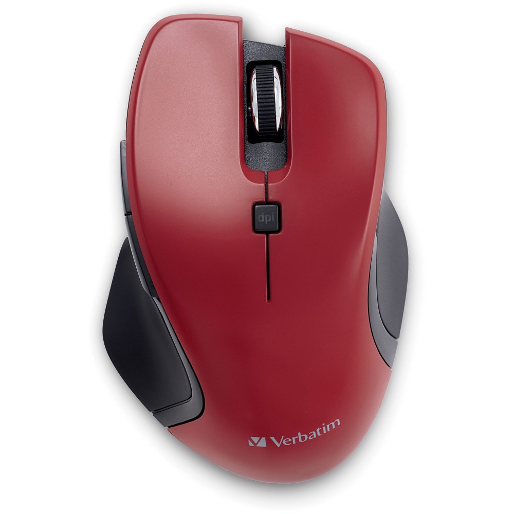 Verbatim USB-C Wireless Blue LED Mouse - Red - Blue LED/Optical - Wireless - Radio Frequency - 2.40 GHz - Red - USB Type C - 1600 dpi - 6 Button(s) MPN:70246