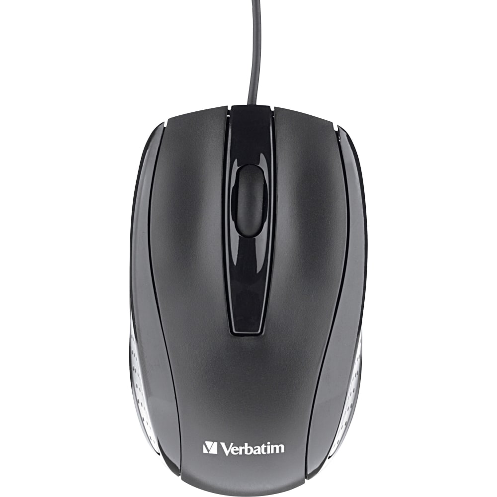 Verbatim Corded Optical Mouse - Black - Optical - Cable - Black - Scroll Wheel - 1 Each MPN:70733