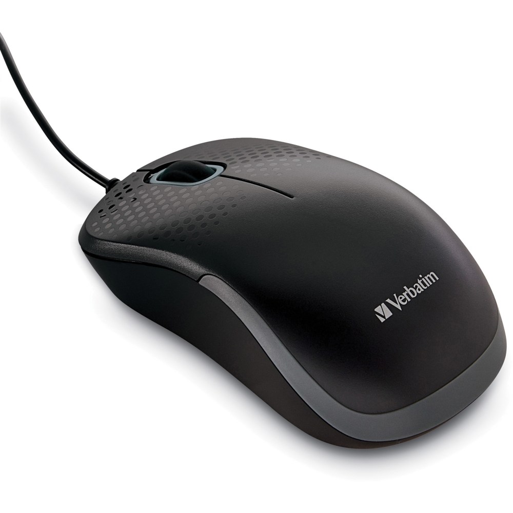Verbatim Silent Corded Optical Mouse - Black - Optical - Cable - Black - USB Type A - Scroll Wheel - 3 Button(s) - 1 Each MPN:99790