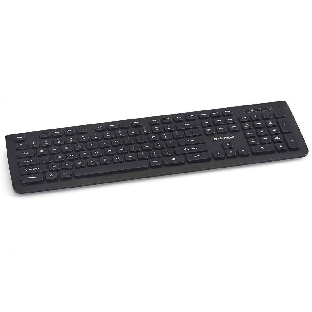 Verbatim Wireless Slim Keyboard - Wireless Connectivity - RF - USB Type A Interface - Computer - PC, Windows, Mac OS, Linux - 99793 MPN:99793