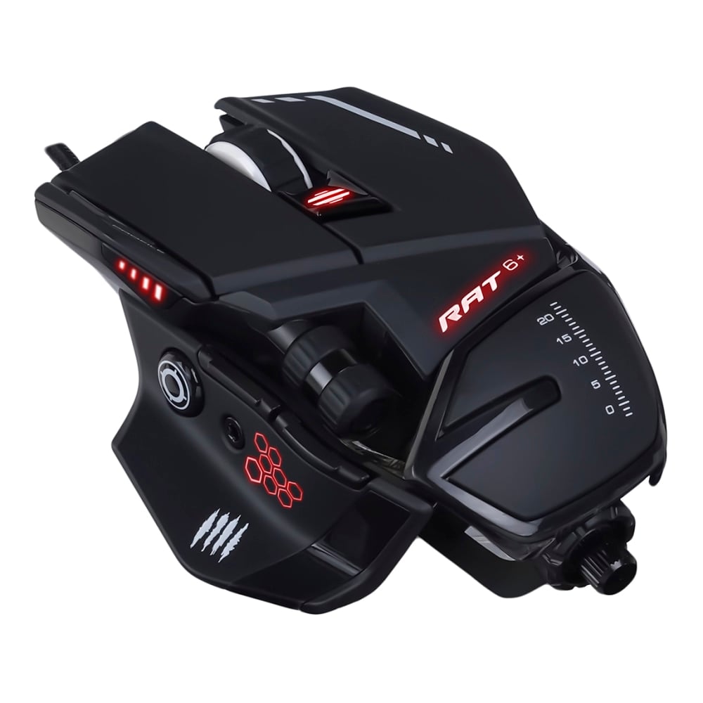 Mad Catz The Authentic R.A.T. 6+ Optical Gaming Mouse - PixArt PMW3360 - Cable - Black - 1 Pack - USB 2.0 - 12000 dpi - 11 Button(s) MPN:MR04DCAMBL00