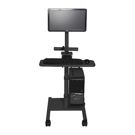 Computer Cart, Laminate/Steel/Wood, 45 lb Load Capacity, 2 Shelves, 24 in W, 55 in H MPN:VT4020000-00-01