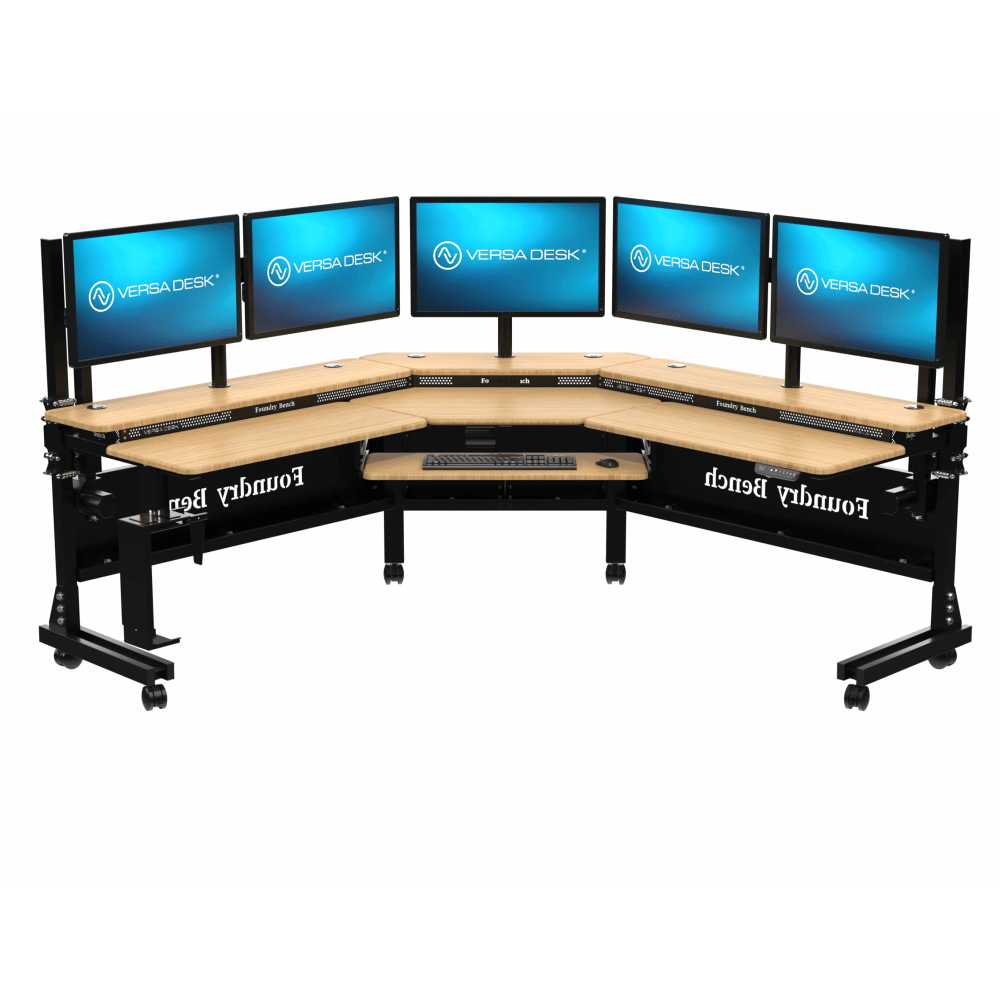 VersaDesk Foundry Bench 80inW Electric Height Adjustable Corner Standing Desk Workstation, Black/Bamboo MPN:FBC8080BNB