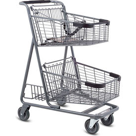 VersaCart Shopping Cart with V2 Child Seat & Rear Lower Tray 3.7 Cu. Ft. Capacity Metallic Gray 101-5150-C-T MTG
