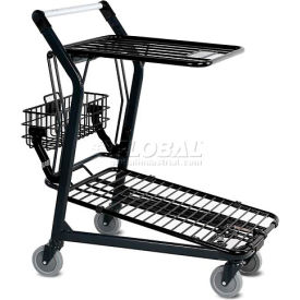 VersaCart® Retractable Flat Top Shelf Shopping Cart Dark Gray 101-580-DGY 101-580-DGY