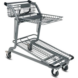 VersaCart Tote Cart with Child Seat Retractable Grid Tray Top & Lower Bumpers Metallic Gray 101-675-C-T MTG
