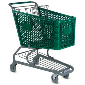 VersaCart® Green Plastic Shopping Cart 5.2 Cu. Foot Capacity 103-145-DGN-BH 103-145-DGN-BH