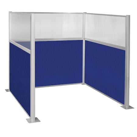 Pre-Configured Hush Panel Cubicle (U Shape) 6' x 6' W/ Window Royal Blue Fabric MPN:1859321