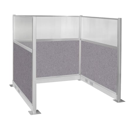 Pre-Configured Hush Panel Electric Cubicle (U Shape) 6' x 6' W/ Window Cloud Gray Fabric MPN:1859362
