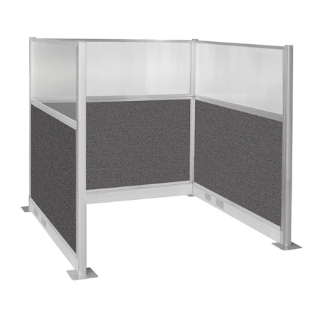 Pre-Configured Hush Panel Electric Cubicle (U Shape) 6' x 6' W/ Window Charcoal Gray Fabric MPN:1859363