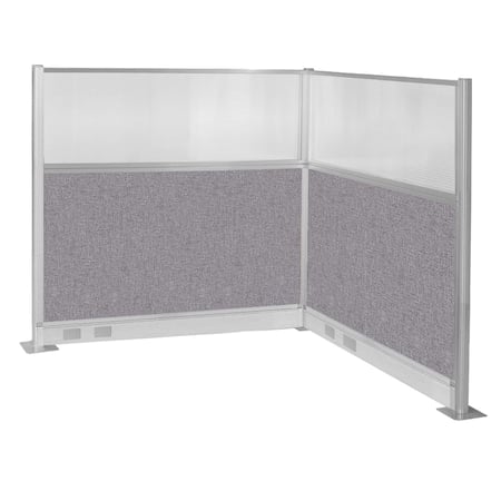 Pre-Configured Hush Panel Electric Cubicle (L Shape) 6' x 6' W/ Window Cloud Gray Fabric MPN:1859379