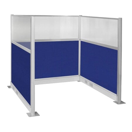 Pre-Configured Hush Panel Electric Cubicle (U Shape) 6' x 6' W/ Window Royal Blue Fabric MPN:1859403