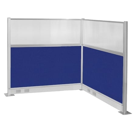 Pre-Configured Hush Panel Electric Cubicle (L Shape) 6' x 6' W/ Window Royal Blue Fabric MPN:1859422